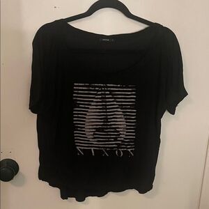 Nixon Black Women's Tee with Striped Graphic